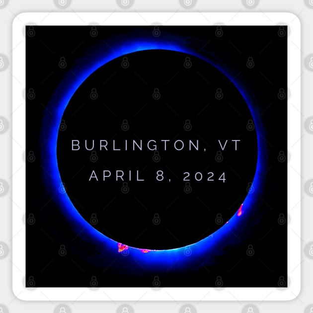 Solar Eclipse Burlington Vermont April 8 2024 Sticker by Aurora X